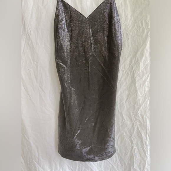 Zara Slip On Dress Party Cocktail Sparkle Metal Silver Size Medium NEW - Picture 10 of 16